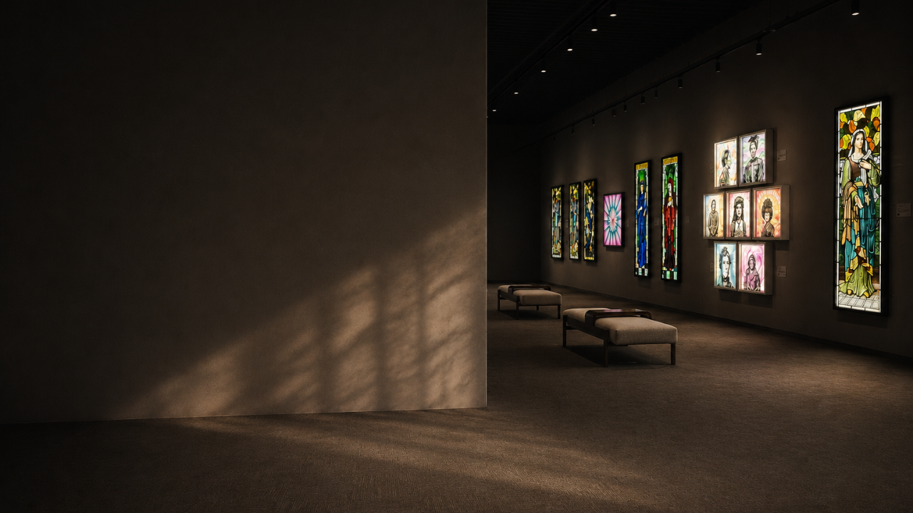 Stained glass main hall — The Glass Gallery, Centennial Colorado